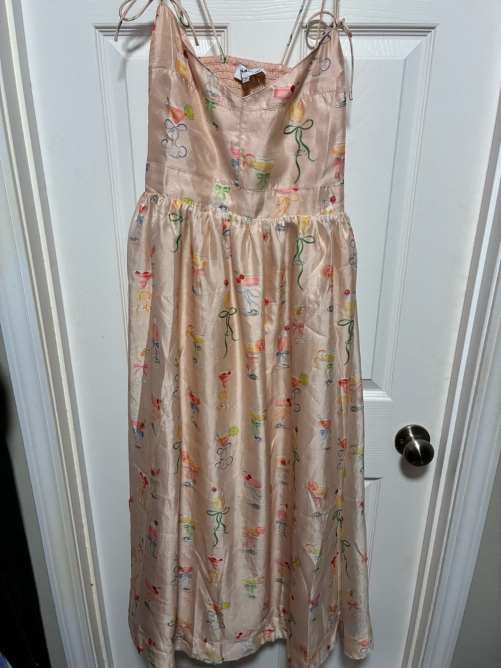 En Saison Blush Cocktail Print Dress with Tie Straps